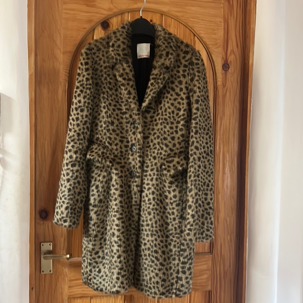 Rebecca Taylor Leopard Faux Fur Coat Size 8